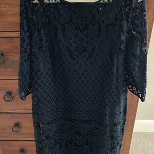 Elegant Navy Lace Dress Ann Taylor Loft